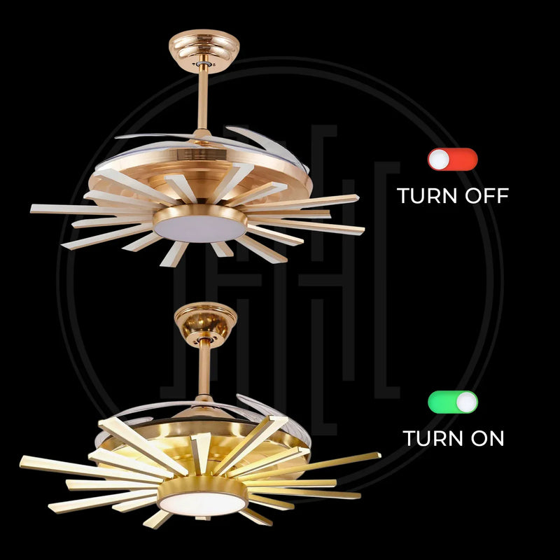 LuminSun Retractable Chandelier Fan with Remote Control