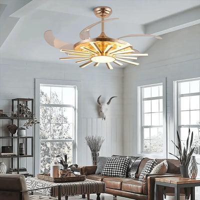 LuminSun Retractable Chandelier Fan with Remote Control