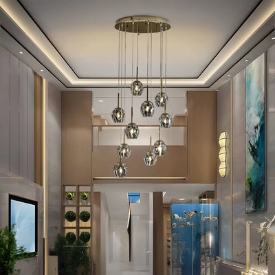 Ordo Staircase Long Glass Chandelier