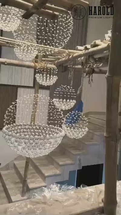 10S Staircase Long Crystal Chandelier