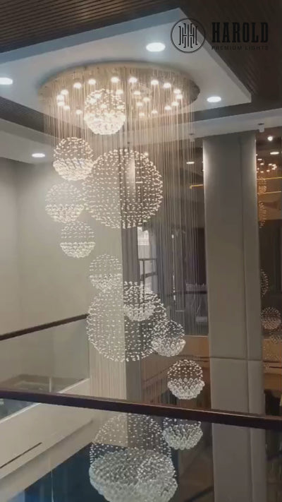10S Staircase Long Crystal Chandelier