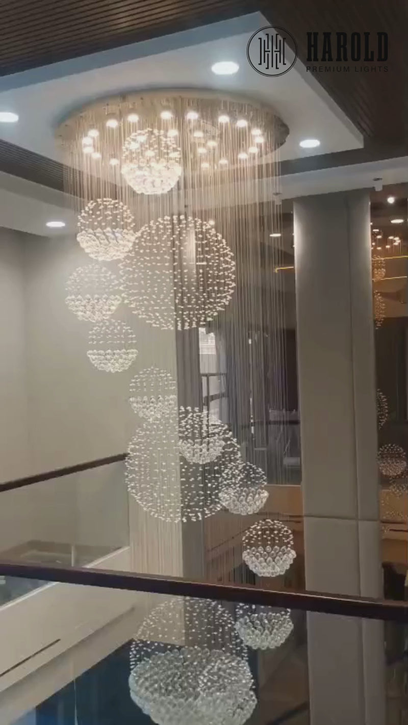 10S Staircase Long Crystal Chandelier