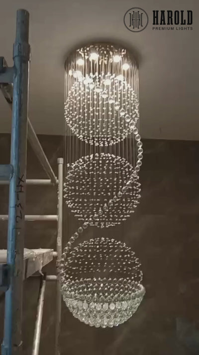 3S Staircase Long Crystal Chandelier