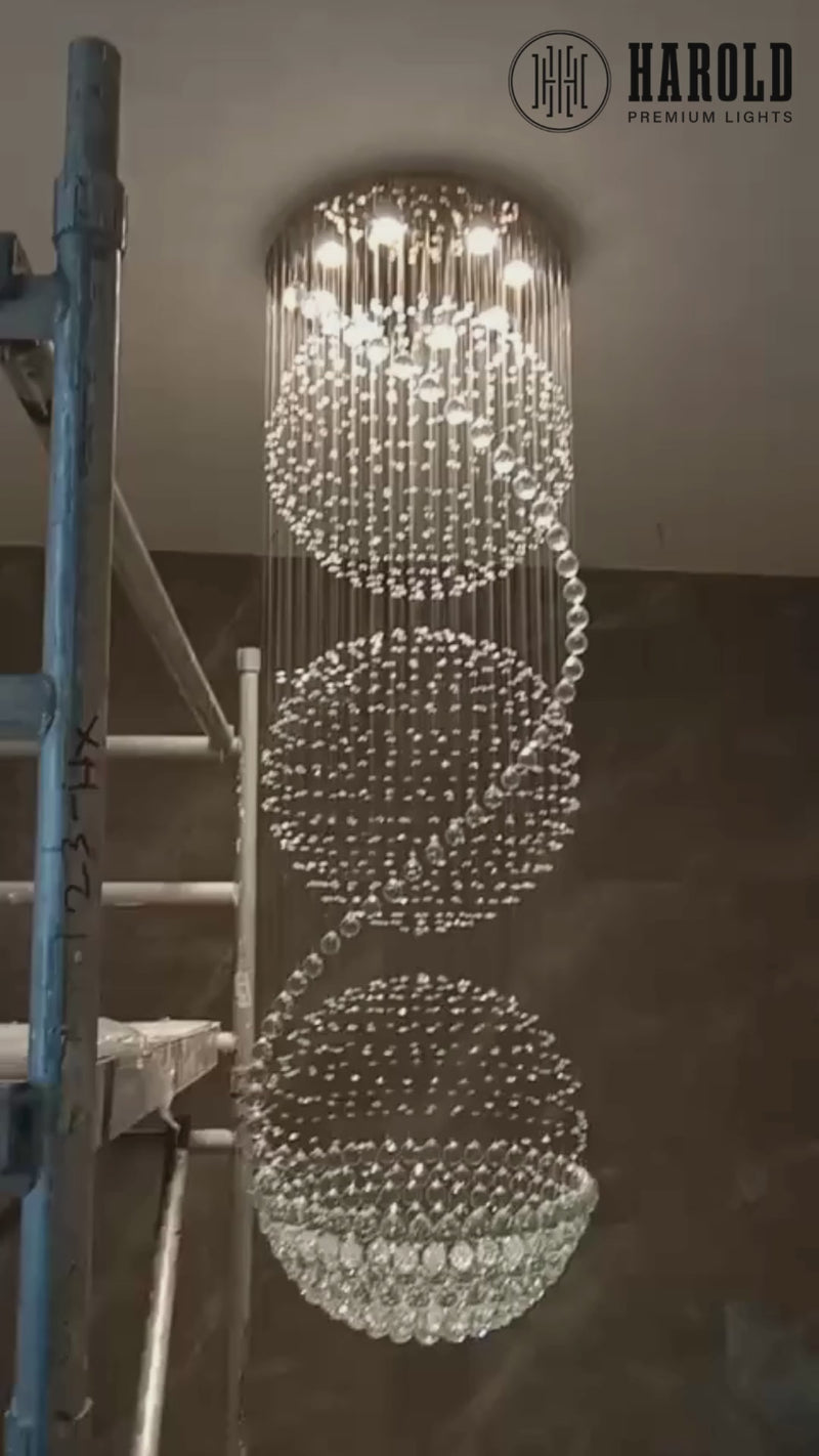 3S Staircase Long Crystal Chandelier