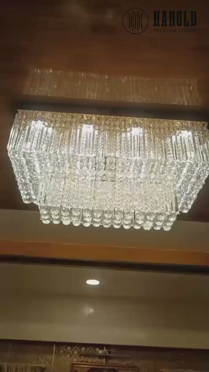 Rectangular Multi-step Bright Crystal Chandelier