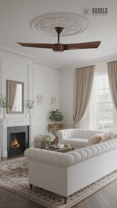 Cedar Breeze Ceiling Fan with Remote Control (Metal Body with Teak Finish)