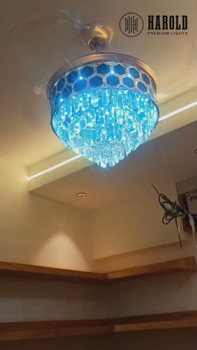 Contemporary Chic Crystal Chandelier Ceiling Fan with Remote Control
