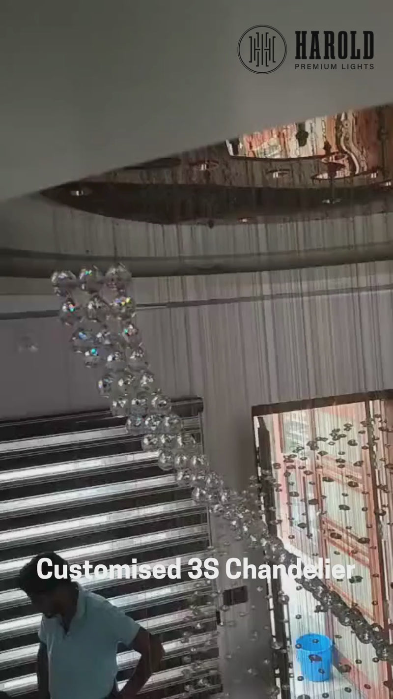 3S Staircase Long Crystal Chandelier