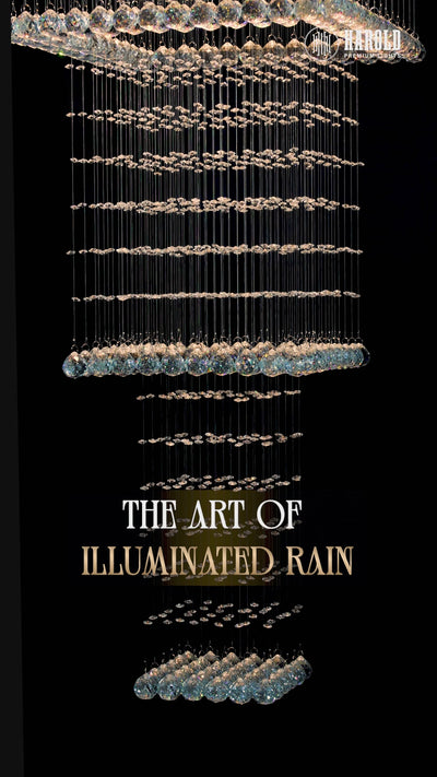 Magna Raindrop Long Crystal Chandelier