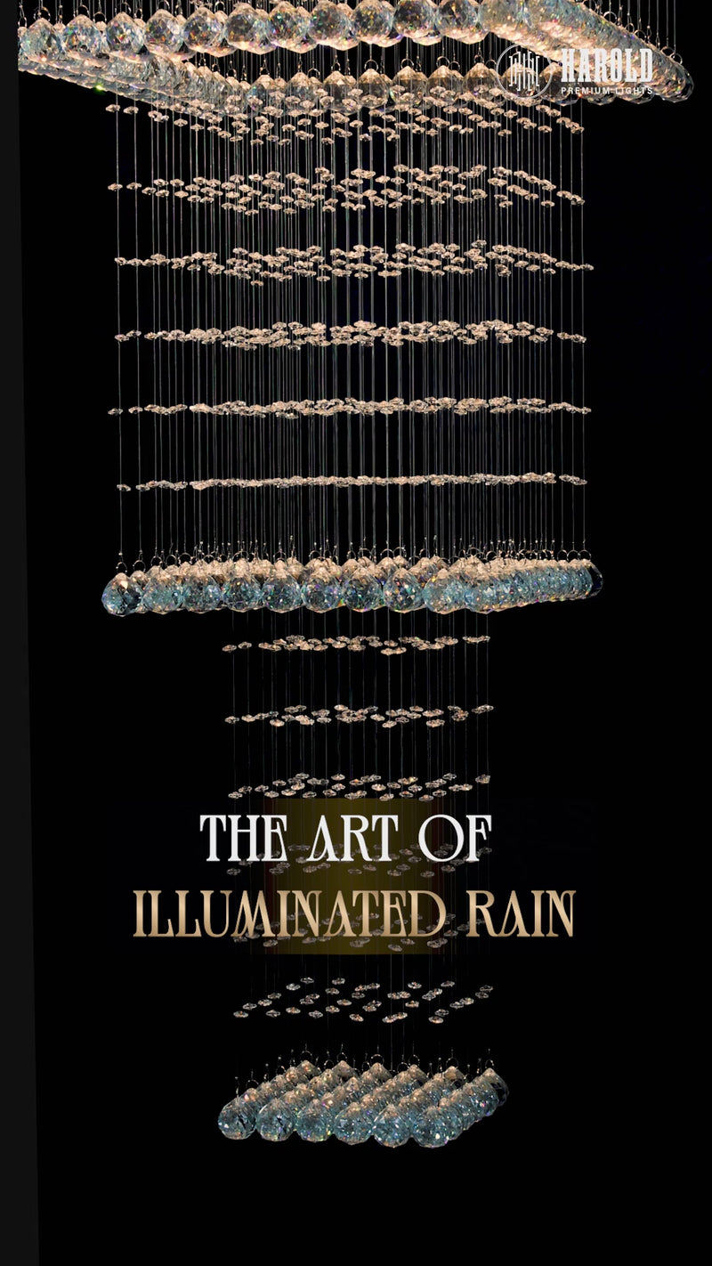 Magna Raindrop Long Crystal Chandelier