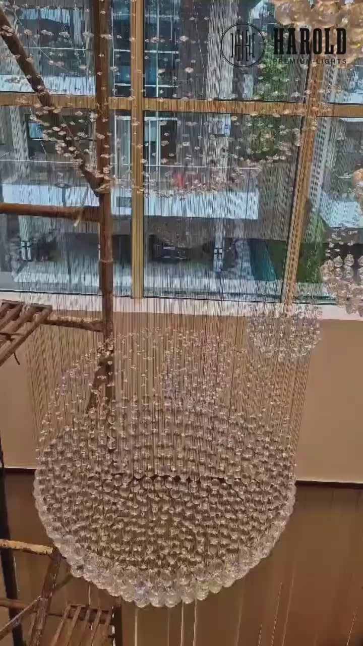 10S Staircase Long Crystal Chandelier
