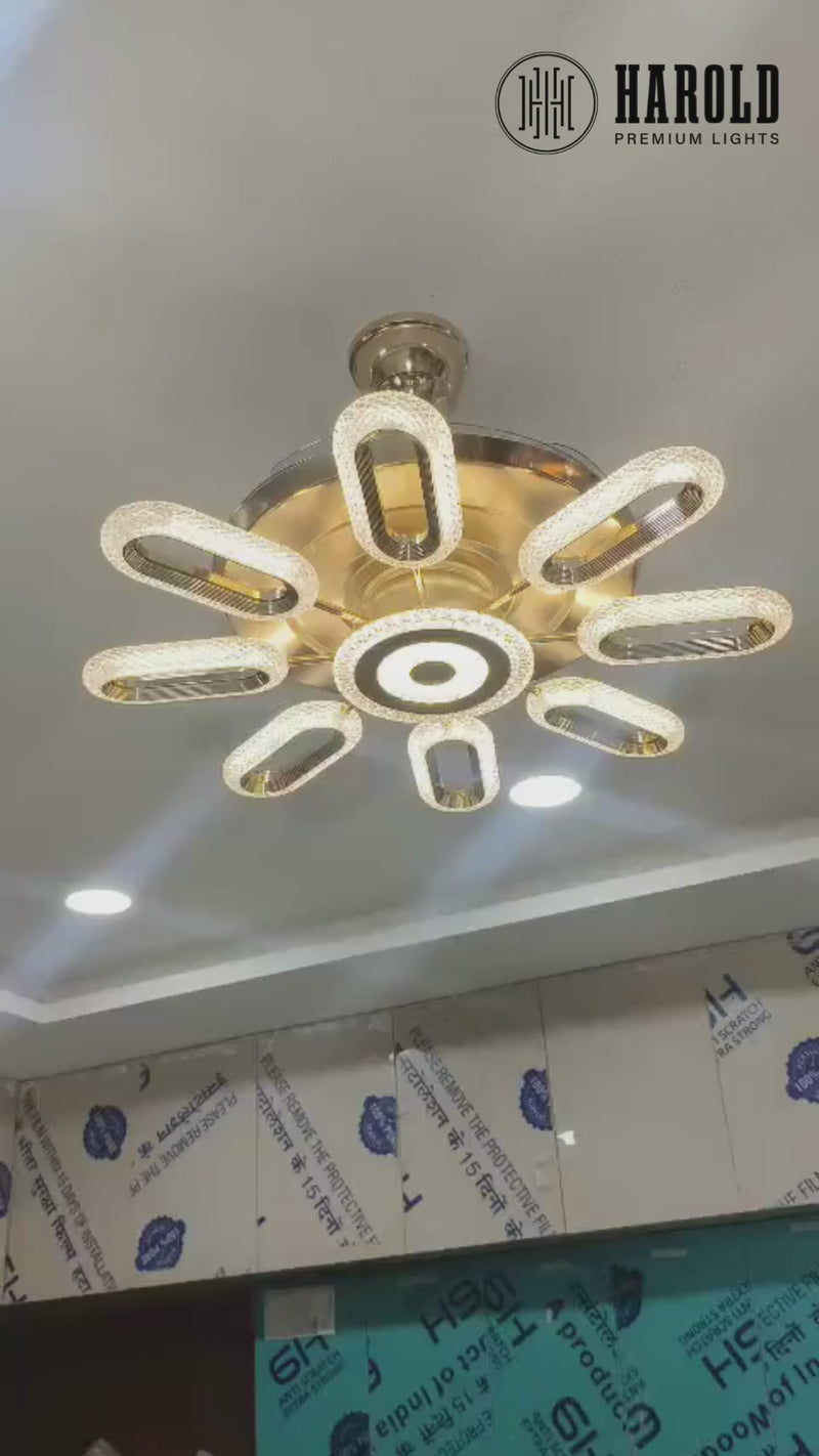 Crystal Wormhole Chandelier Ceiling Fan with Remote Control