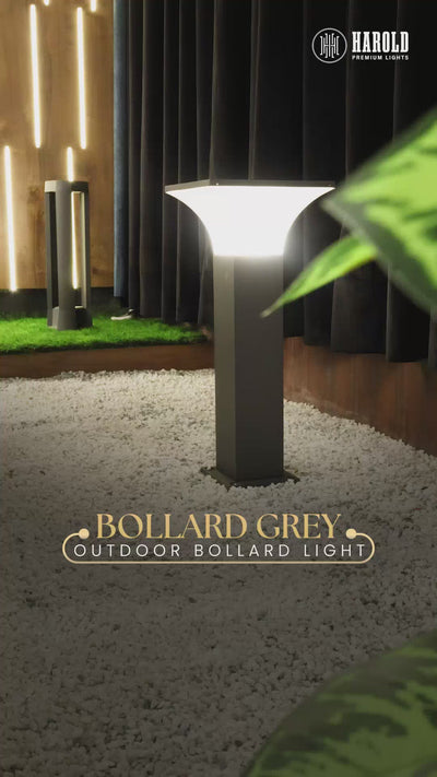 Bollard Grey Outdoor Bollard Light - For Garden, Pathways & Landscape Lighting