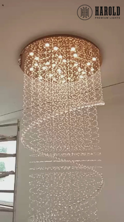 Spiral Long K9 Crystal Chandelier