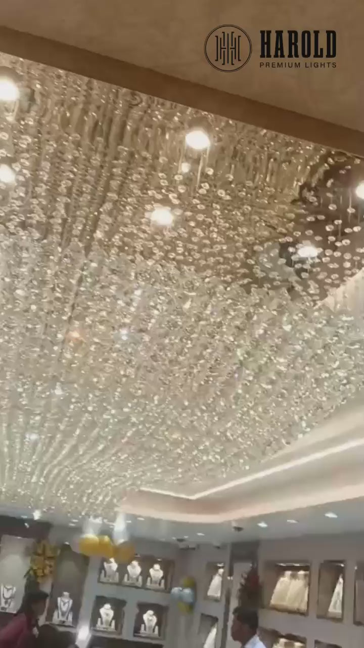 Rectangular Raindrop Wave Crystal Chandelier
