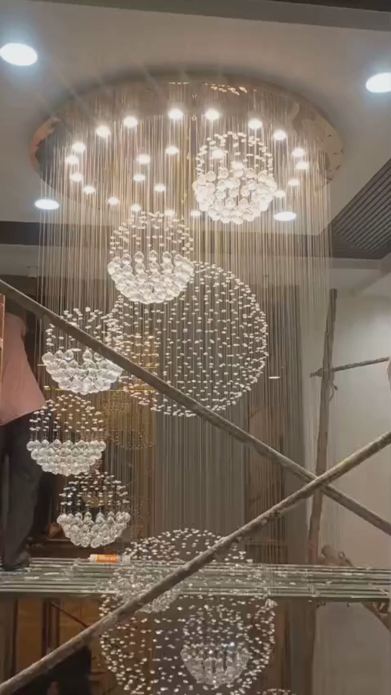 10S Staircase Long Crystal Chandelier