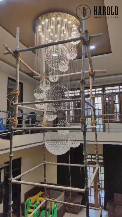 10S Staircase Long Crystal Chandelier