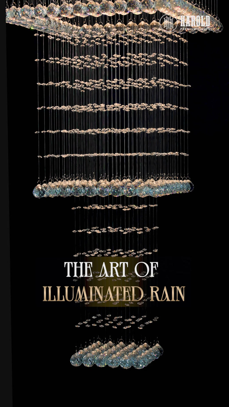 Magna Raindrop Long Crystal Chandelier