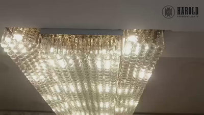 Rectangular Multi-step Bright Crystal Chandelier