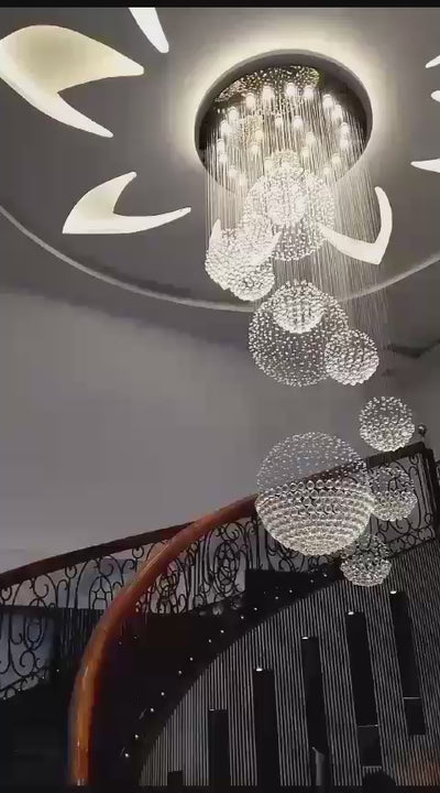 10S Staircase Long Crystal Chandelier