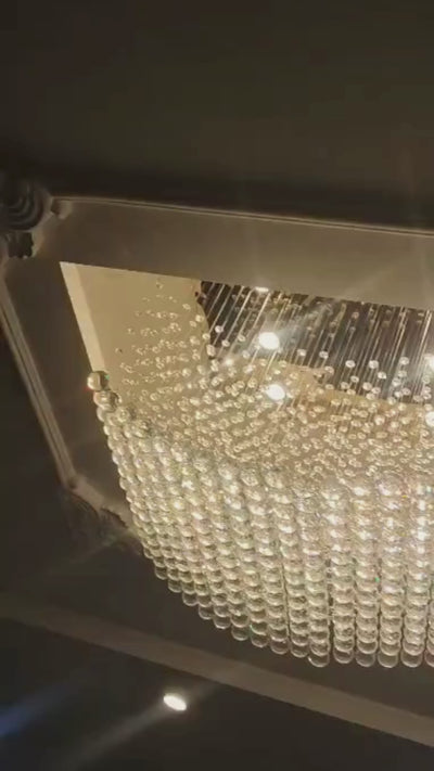 Rectangular Raindrop Wave Crystal Chandelier