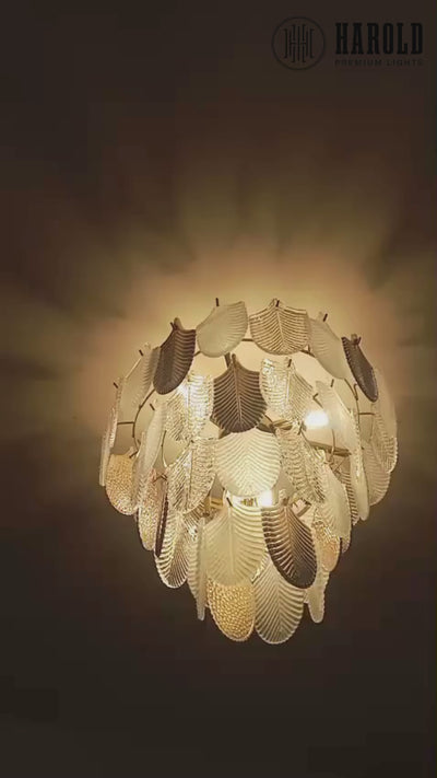 Gratus Luxe White Glass Leaf Chandelier