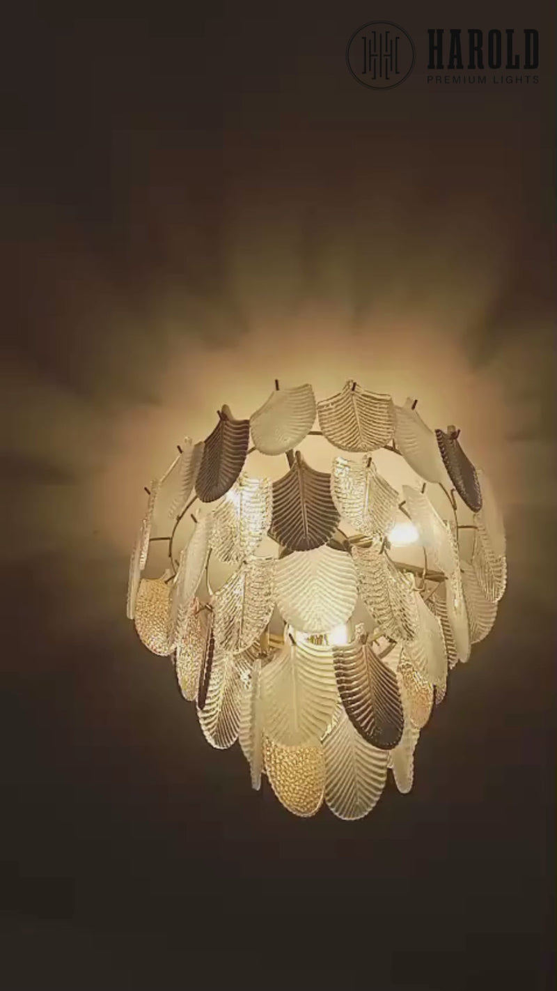 Gratus Luxe White Glass Leaf Chandelier