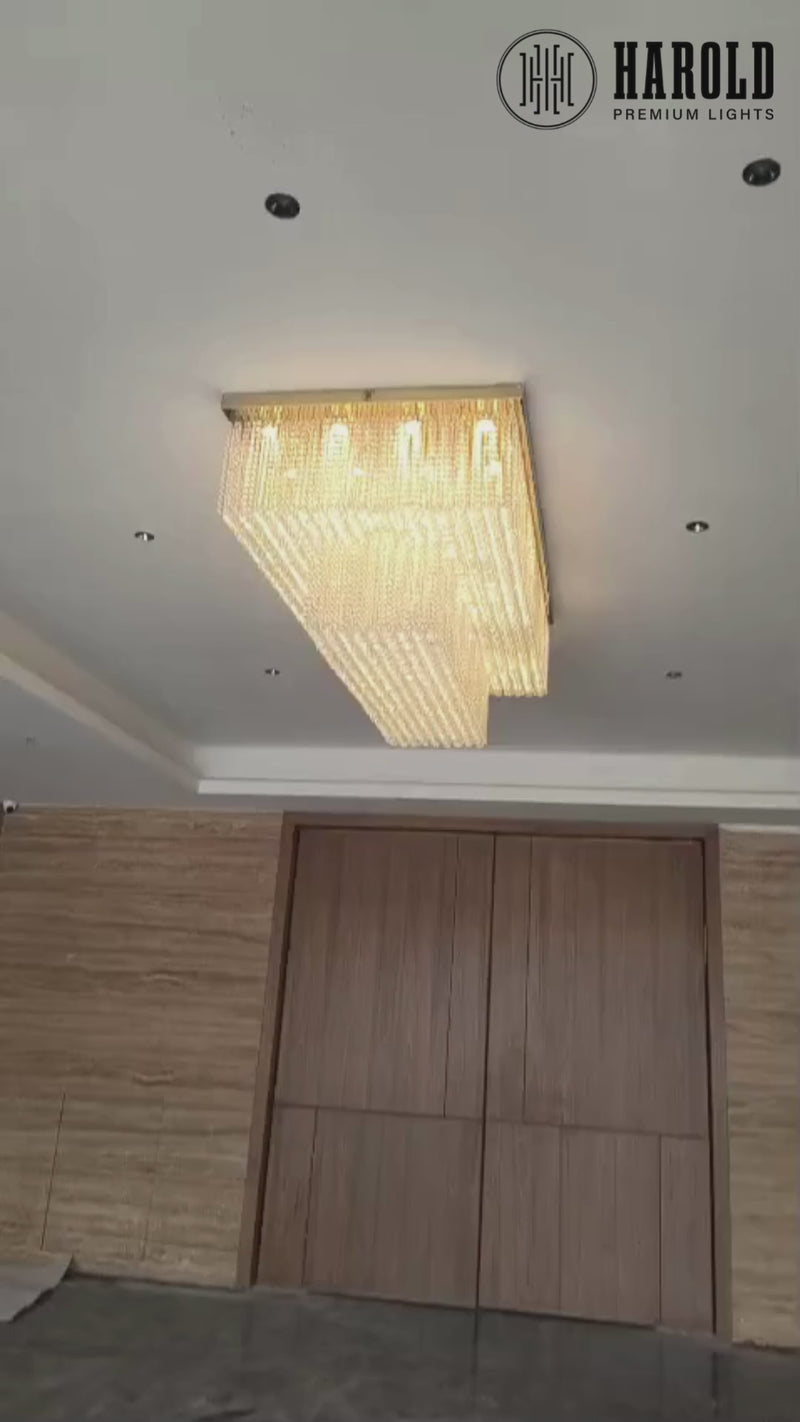 Rectangular Multi-step Bright Crystal Chandelier