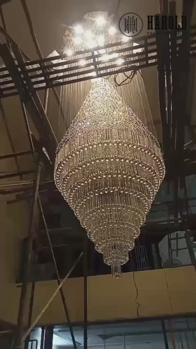 Secret Waterfall Long Crystal Chandelier