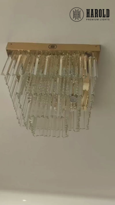 Logro Square Crystal Flush Mount Chandelier
