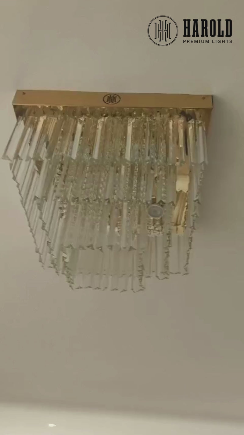 Logro Square Crystal Flush Mount Chandelier
