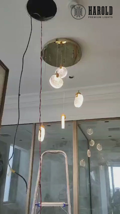 Light Gold Crystal LED Hanging Pendant Light