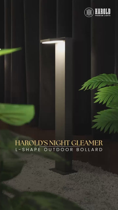 Harold's Night Gleamer L-Shape Outdoor Bollard Light - For Garden, Pathways & Landscape Lighting