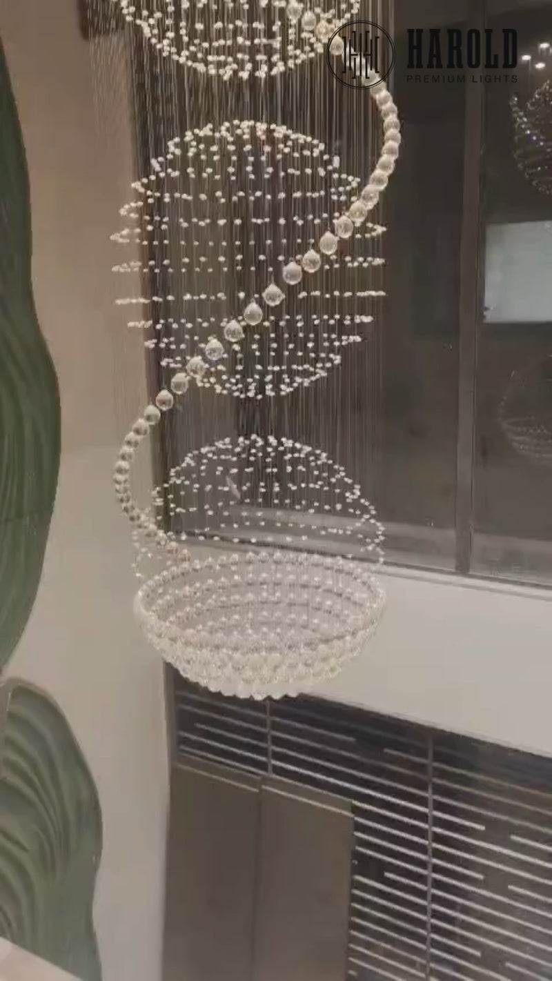 3S Staircase Long Crystal Chandelier