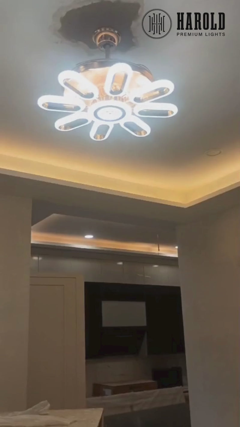 Crystal Wormhole Chandelier Ceiling Fan with Remote Control