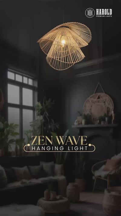 Zen Wave Bamboo Hanging Light