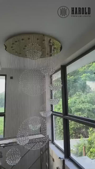 10S Staircase Long Crystal Chandelier