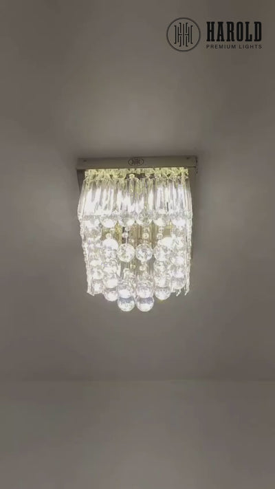 Ellipse Chrome Square Flush Mount Crystal Chandelier