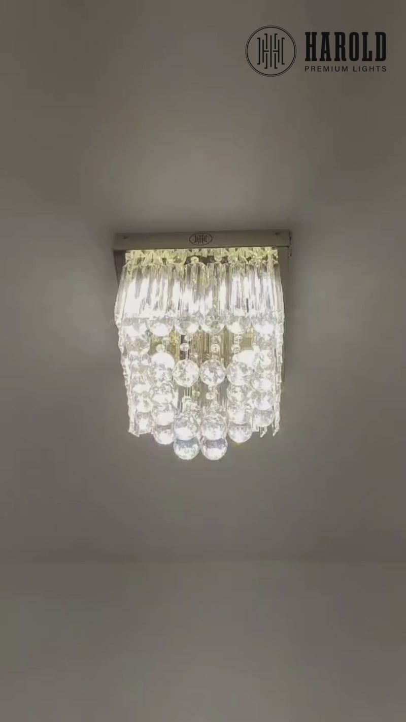 Ellipse Chrome Square Flush Mount Crystal Chandelier