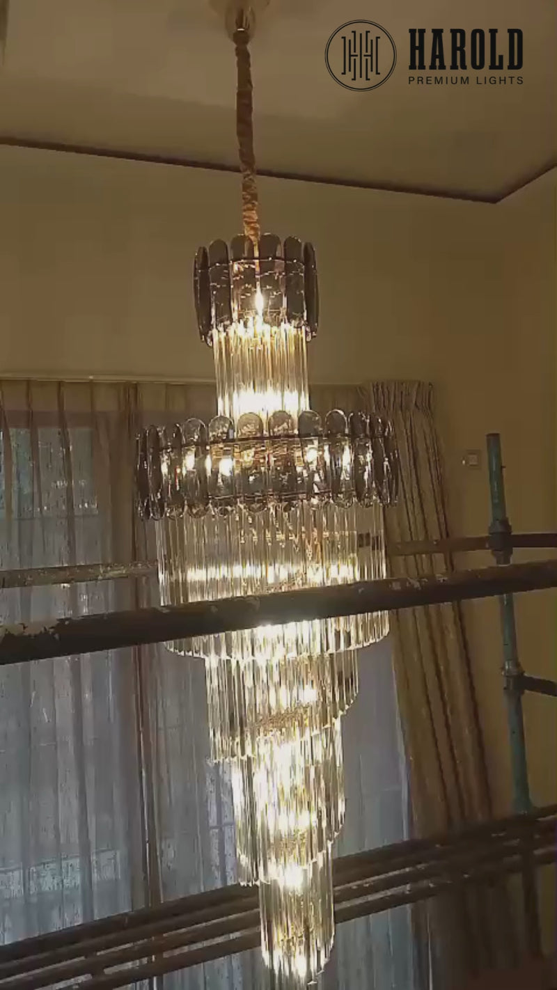 Halteres Long Duplex Crystal Chandelier