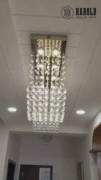 Rectangular Raindrop Wave Crystal Chandelier