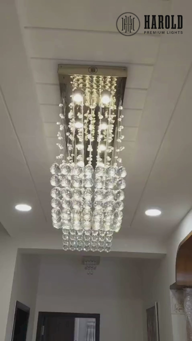 Rectangular Raindrop Wave Crystal Chandelier