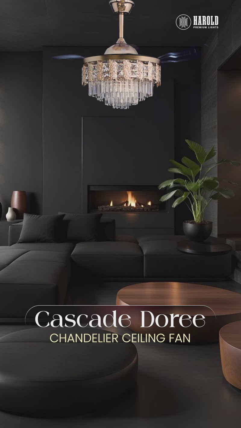 Cascade Dorée Chandelier Ceiling Fan with Remote Control