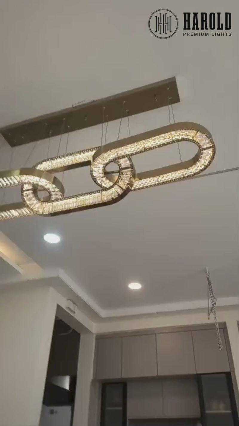 Infinity Crystal Loop Chandelier – Luxury LED Light, PVD SS Finish ...