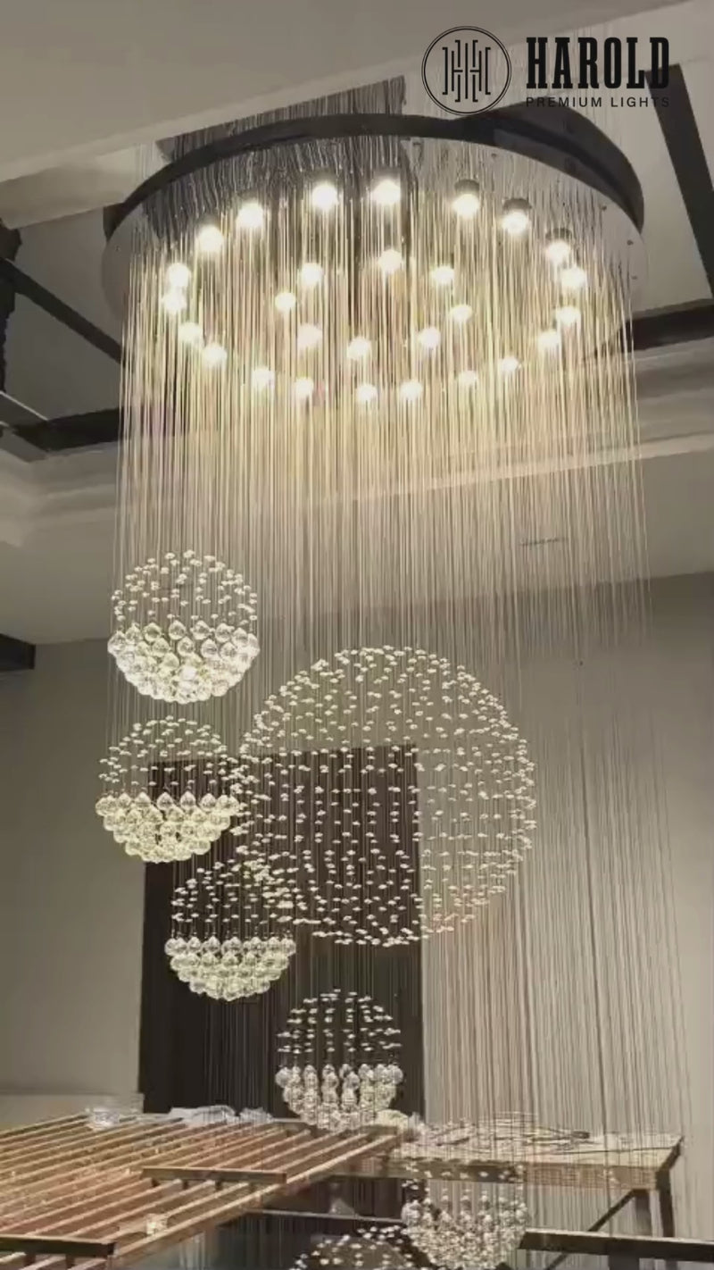 10S Staircase Long Crystal Chandelier