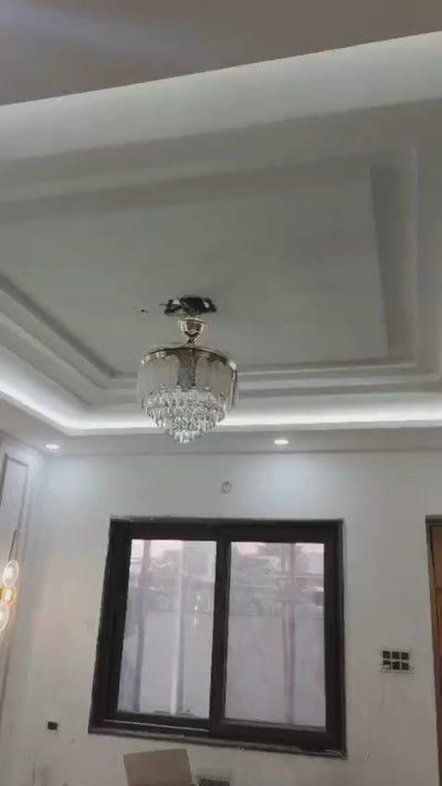 Glass Leaf Chandelier Fan With Remote