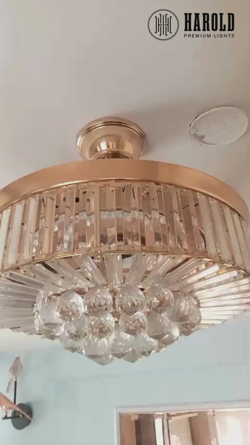 Crystal Chandelier Ceiling Fan with Remote Control