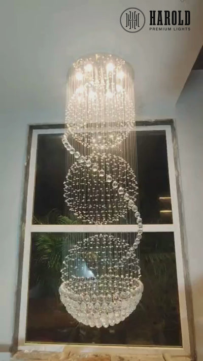 3S Staircase Long Crystal Chandelier