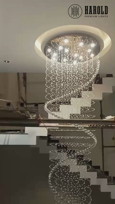 Spiral Long K9 Crystal Chandelier