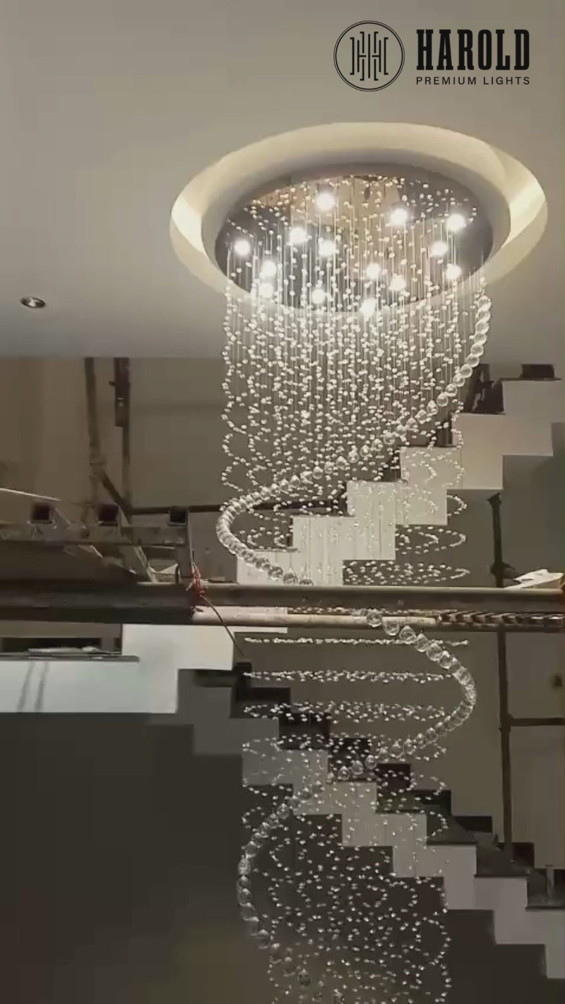 Spiral Long K9 Crystal Chandelier